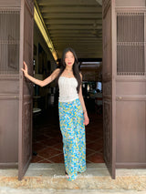 Flower Punching Shirring Sleeveless Tube Top