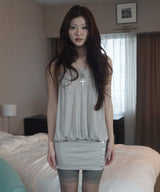 Shirred Button Dress_Sand Beige