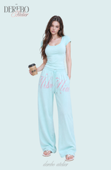 Taylor Mint Lettering Casual Wide Pants (TOP)