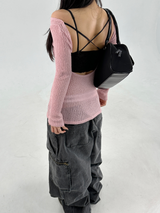 BACKLESS OPEN MESH KNIT🖤🤍🩷🩶 - 4 COLORS