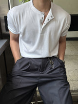 Deli ヘンリーネック半袖Tシャツ