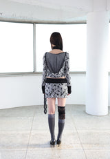 [ID] Floral Jacquard Set-up (Skirt) (Gray)