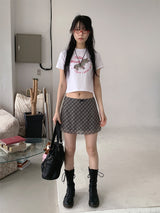 チェックシフォンミニスカート (4C)