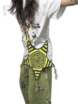 Handmade crochet swirling circle star crossbody bag 