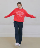 Lace Applique Sweatshirt - Bright Red