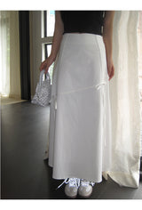 Work White Ribbon Long Skirt
