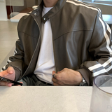  Mirei Two-Way Double Line Biker Leather Jacket
