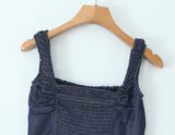 Deep denim bustier A-line mini dress