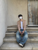 Brick Suede Sleeve Knit Jacket 2C