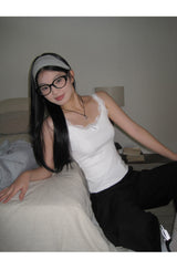 House lace white sleeveless top