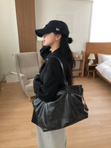 Daily Casual Washed Leather Big Shoulder Bag