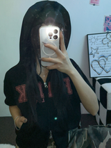 HEART🎀💕🧸BABY SEMI CROPPED T SHIRT HOODIE ZIP UP JUMPER🧸🖤🤍3COLOR