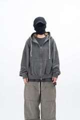 Olide Pigment Dyed Embroidery Hooded Zip-Up