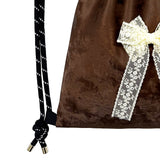 Lace Ribbon Gym Sack [Brown]