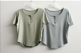 Waddoo hem round button short sleeve tee