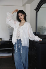 Tweed Studded Denim Pants