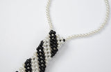 BEADED TIE NECKLACE (STRIPE)