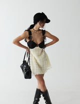 coloring flower embroidered mini dress