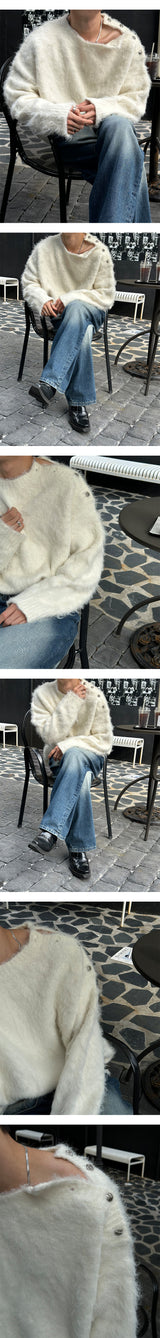 [Unisex] Wool hair button knit(3color)