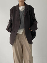 [unisex] カーブ3ボタンオーバーフィットブレザージャケット