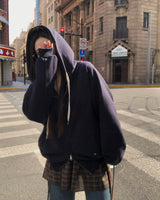 [Bellied made/Overfit] モーブニングカラーブロッキング2ウェイフード付きジップアップ