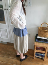 Ryoka Summer Layered V-Neck Wrap Hood Knit