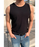 [1+1] Waffle Crop Sleeveless Tee