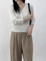 Scani V-neck Button Long Sleeve Knit
