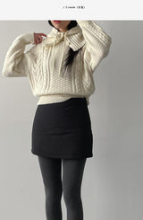[Wool 80%/Barclava SET] フィッシャーマンルーズフィットニット