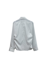 LOWELL SLIM FIT STRIPE SHIRRLING SHIRT / WHITE