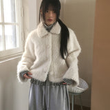 Venett Round Button Fur Short Jacket Coat