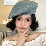 On the Moment Denim Pocket Beret  Hat  C2 WASHING BLUE