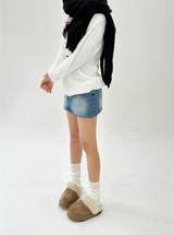 ローライズヒップスカートAラインデニムミニスカート IN SHORTS