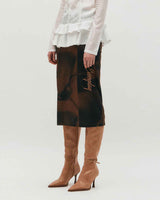 Embroidered Graphic Jersey Skirt _ BROWN