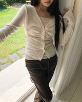 Rahel Shirring V-Neck Cardigan