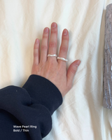 Wave Pearl Ring SET (2 piece)