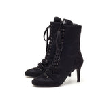 Boxing Velcro Lace-Up Heel(All Black)