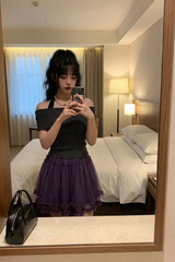 ホルターストラップドレープオフショルダートップ (3COLORS!)