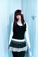 Star dot layered cancan skirt