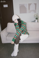 Tree Stripe V-neck Long Sleeve Knitwear