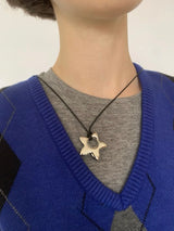Silver star long necklace
