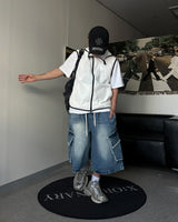 SM diagonal hood vest White