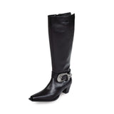 Western buckles long boots