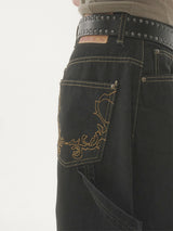 Ducks embroidery carpenter denim pants -1C