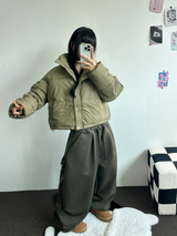 フリースカーペンターワイドロングパンツ 🤎💚🖤🩶🤍5カラー