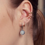 Sparkling Trio Stone Barbell Single 925 Silver One-Side Piercing E035-08G