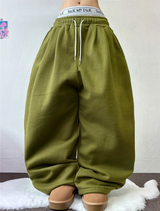 ノンフリース🔥ストリングバルーンワイドカーゴロングパンツ 🔥🤍🖤🩶💚5カラー