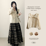 Lore lovely pattern lace collar knit cardigan 