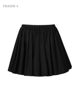 Lacey cotton shirring wrap mini skirt black