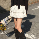 Pobo suede velvet lace cancan mini skirt